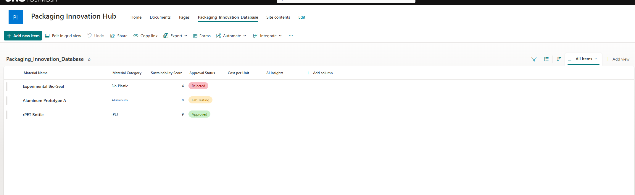 SharePoint Database Screenshot